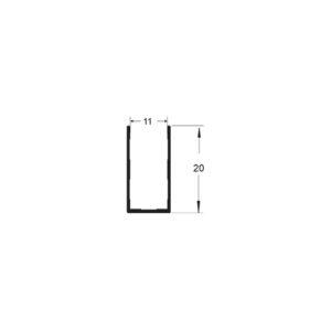 PERFIL U 20X11MM #0,90MM - PRETO