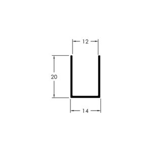PERFIL U 20X14MM - PRETO