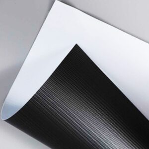 LONA FRONTLIT 440 G/M2, BRANCO BRILHANTE, VERSO PRETO, COM TECIDO 300X500, 18X12 EM ROLO DE 2,50X50M
